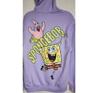 sponge bob purple hoodie men size medium-graphic is back of hoodie